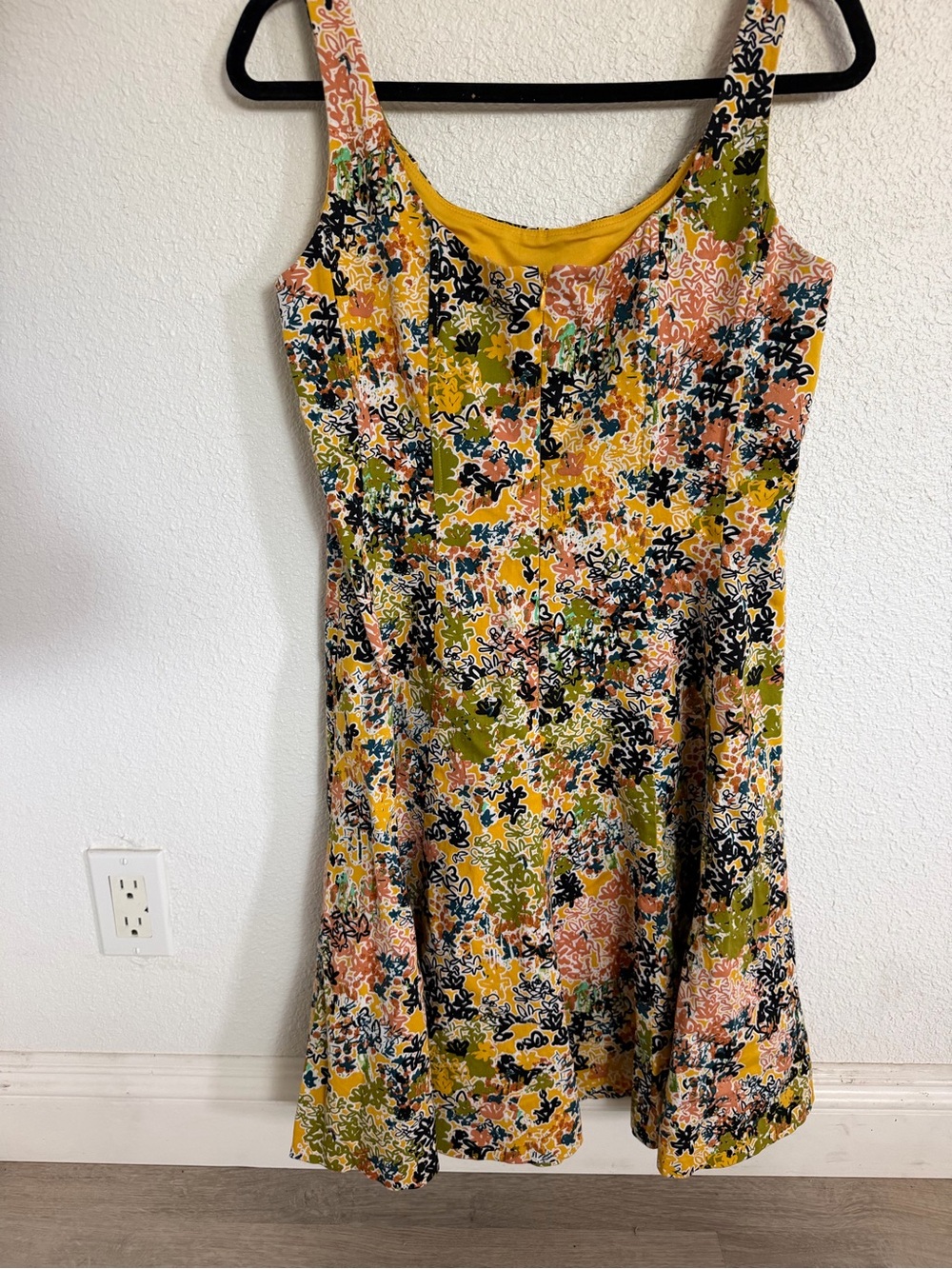Nine West Yellow Multi-Color Floral Sleeveless Mini Dress